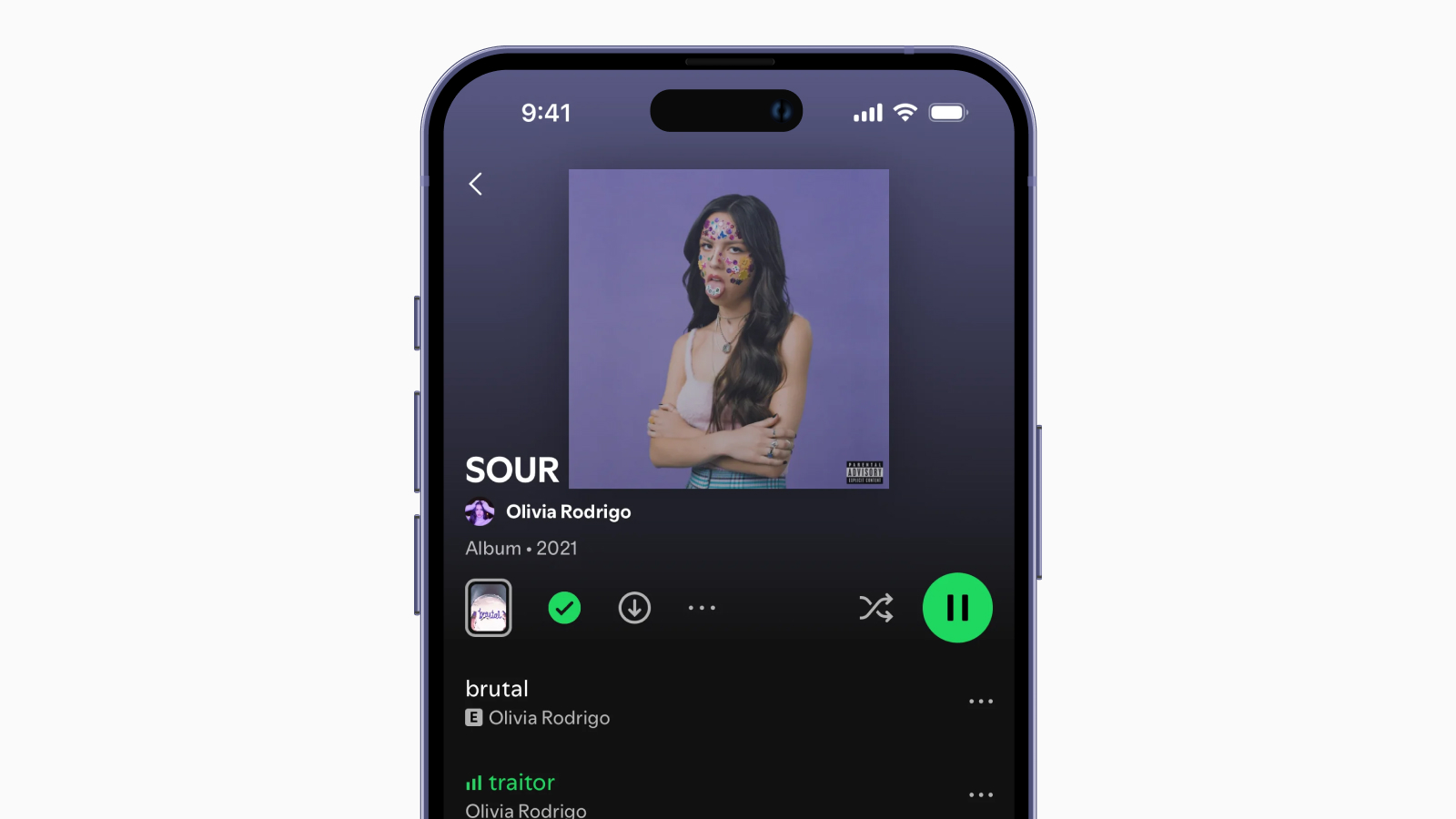 Дизайн акцентных кнопок в приложении Spotify