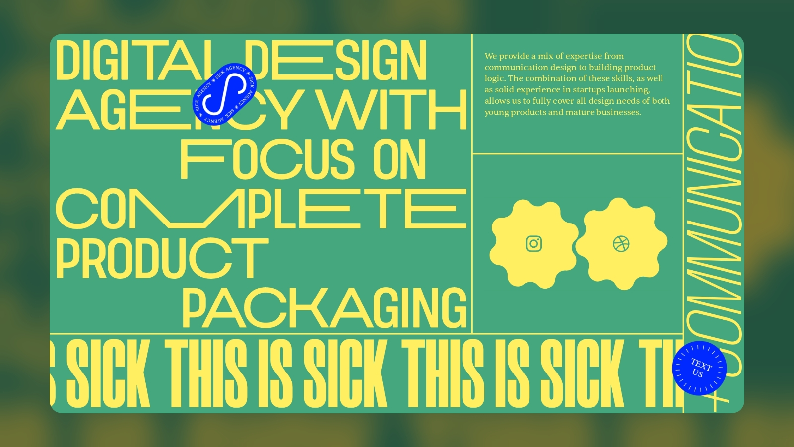 Дизайн сайта digital-агенства с использованием желтых и зеленых оттенков