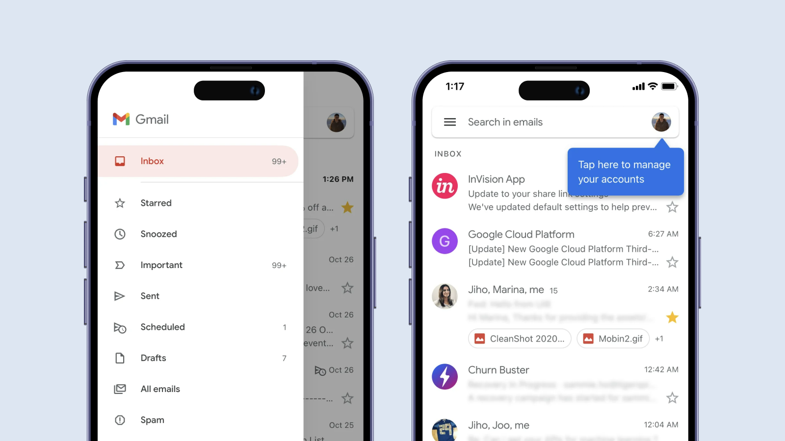 Визуальный стиль в интерфейсе Gmail