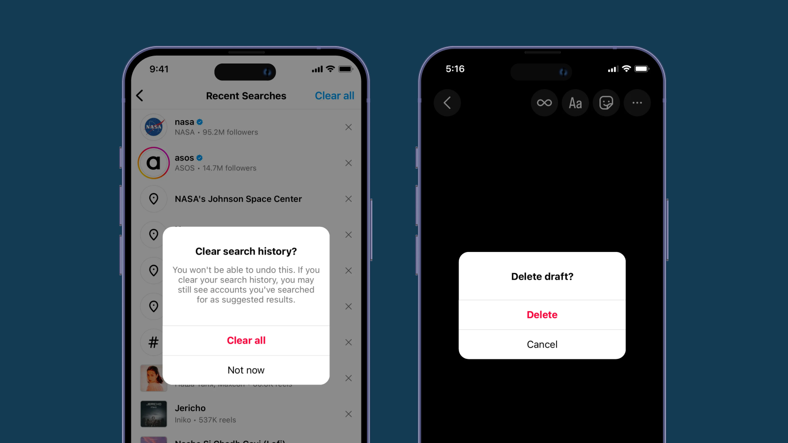 Пример пятой эвристики в приложении Instagram