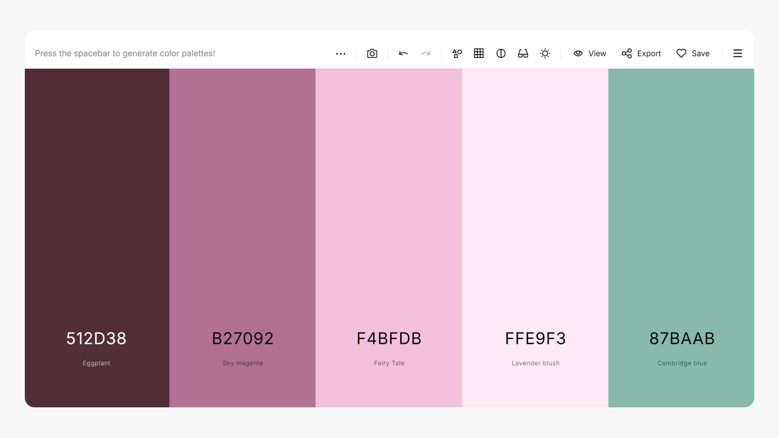 Цветовая палитра в Coolors