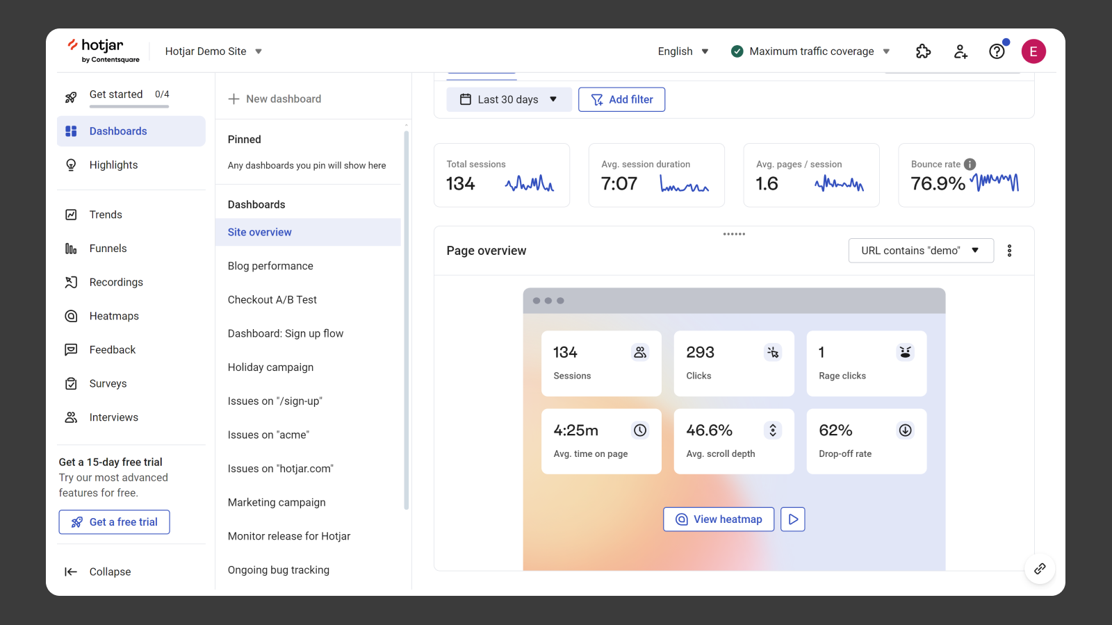 UI дизайн интерфейса Hotjar