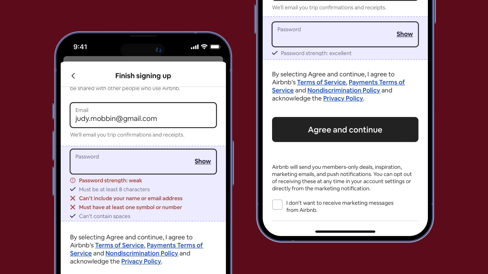 Tooltips под полем пароля в Airbnb