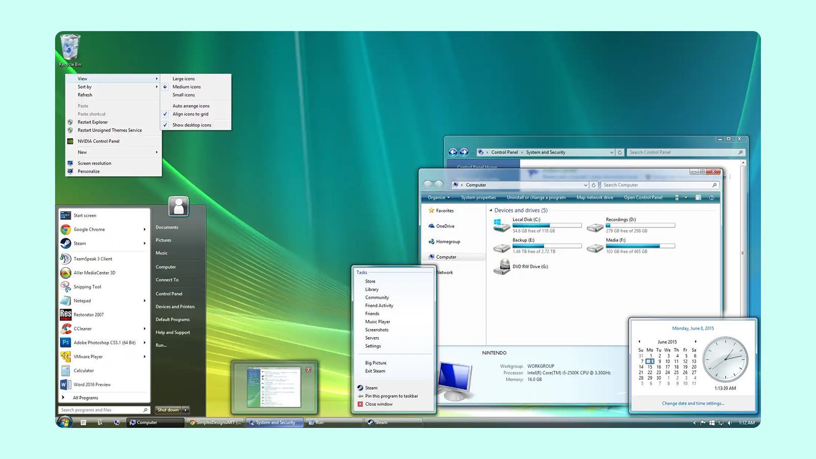 Праобраз Liquid Glass в интерфейсе Windows Vista