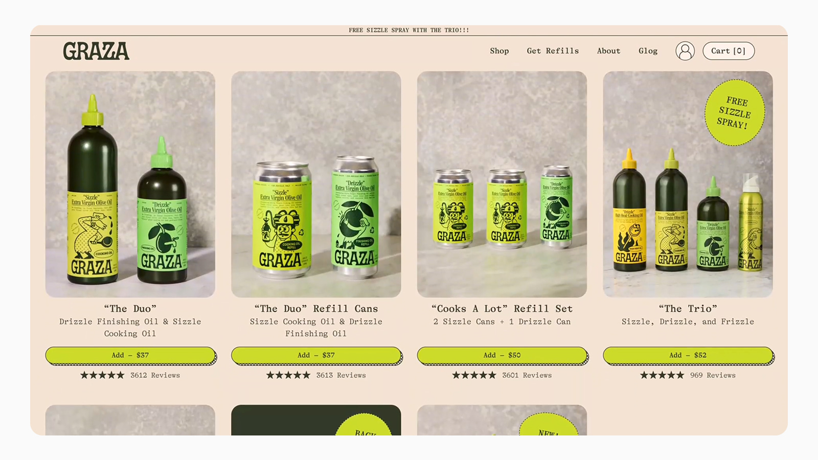 Пример дизайна карточек в интернет-магазине Graza