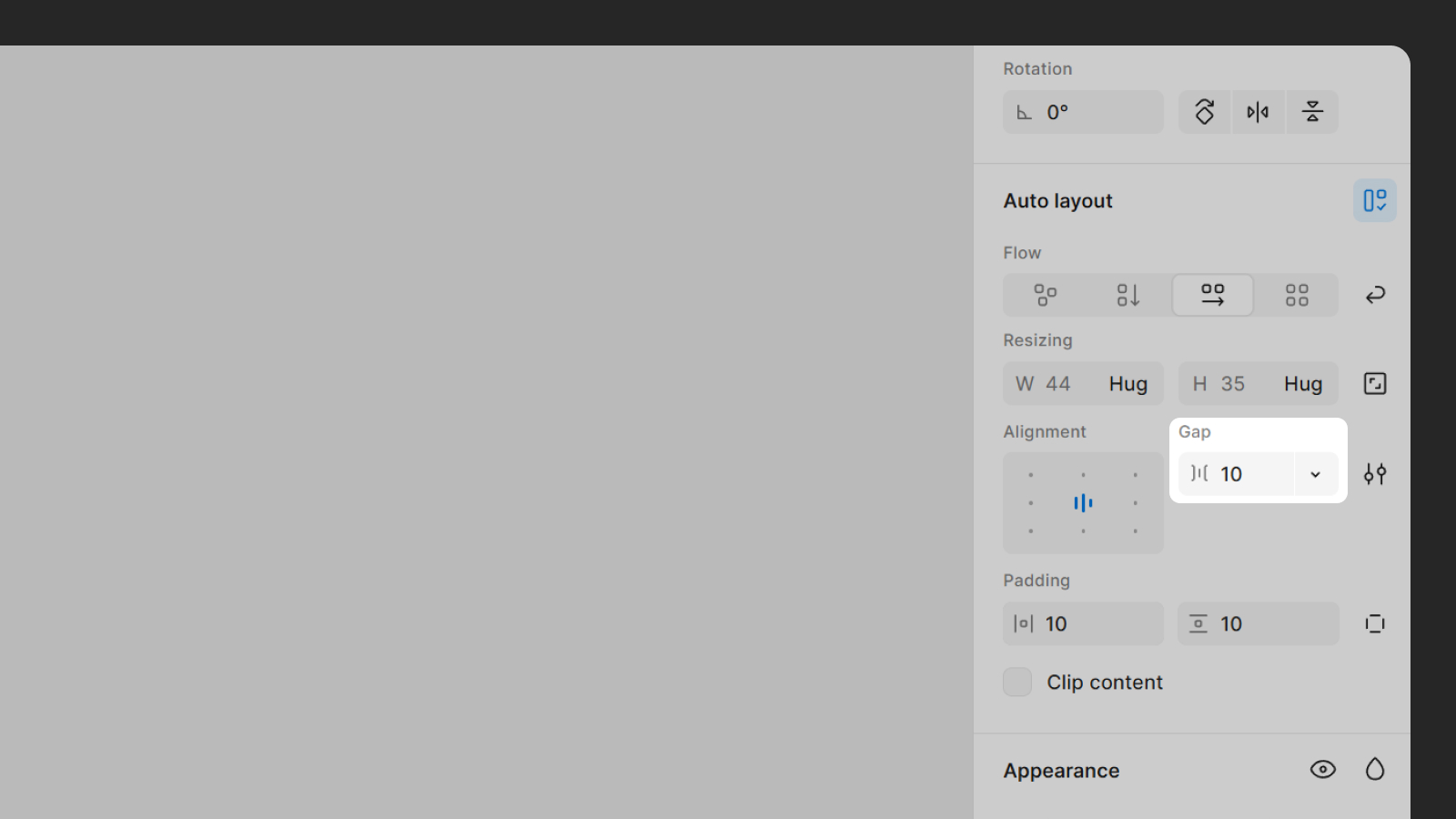 Поле Gap - настройка расстояния между элементами Auto layout в Figma