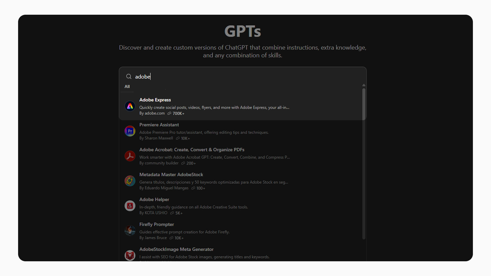 Пример интеграции Adobe в интерфейсе ChatGPT
