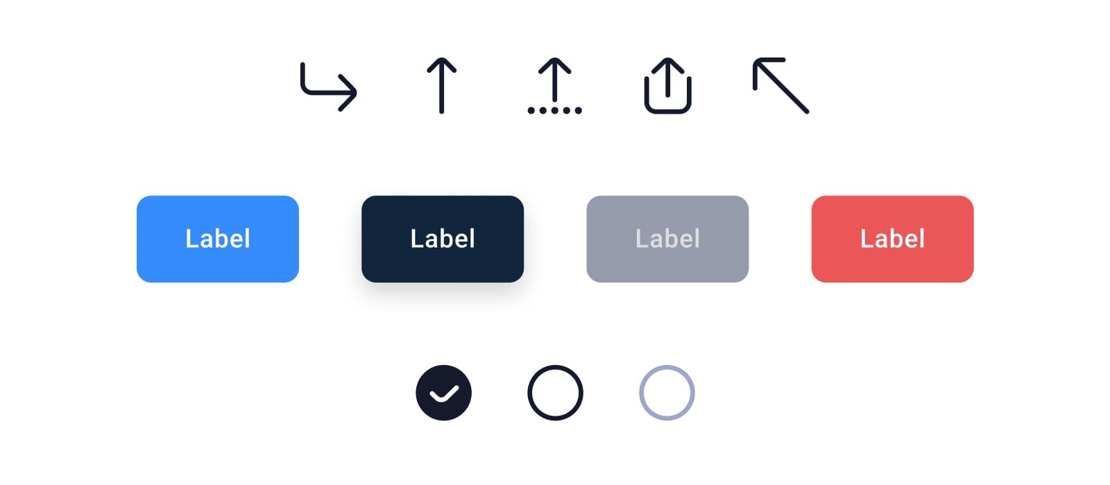Примеры атомов в интерфейса - иконки, радиокнопки, кнопки