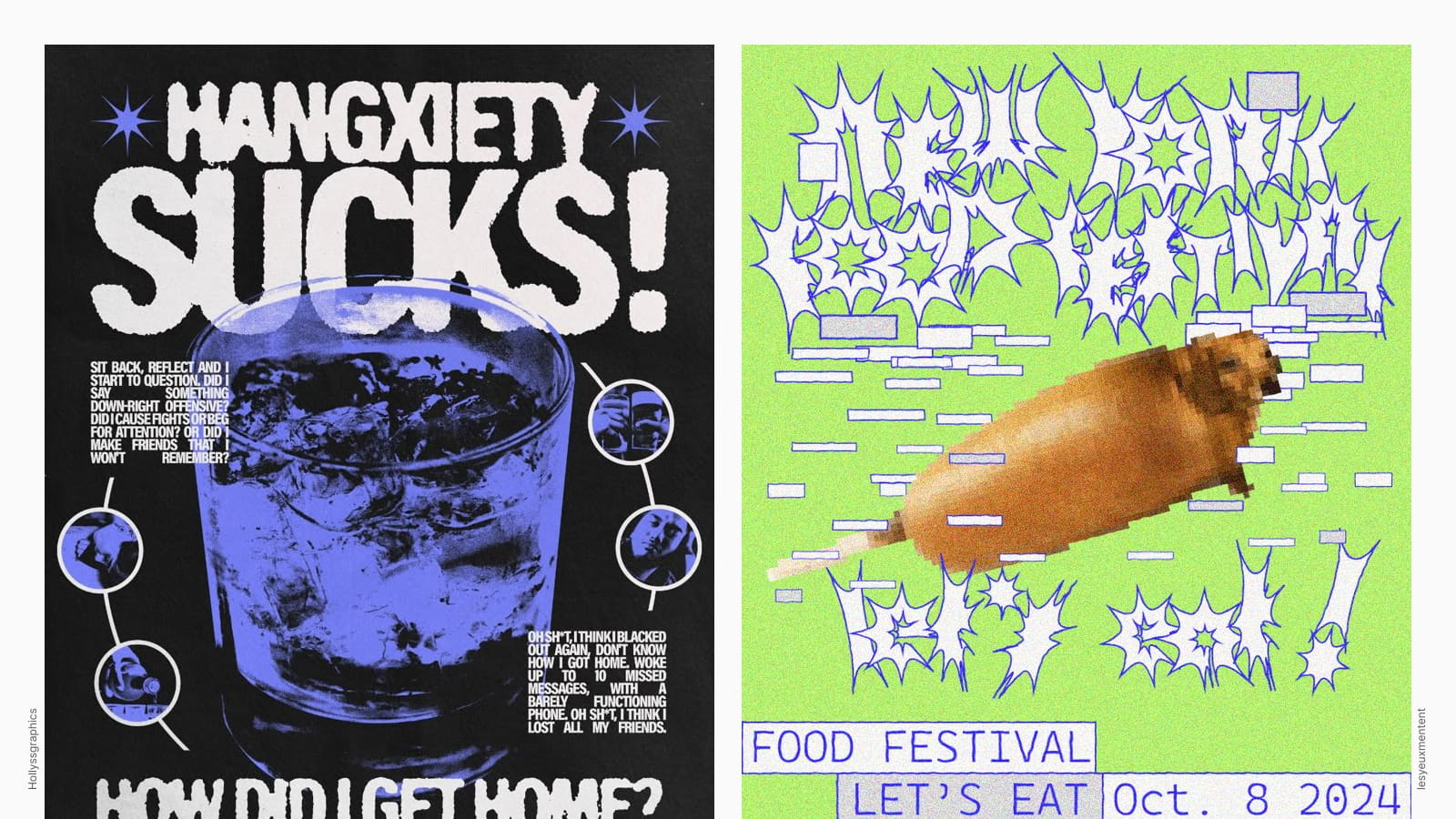 Пример дизайна плакатов в стиле гранж и панк