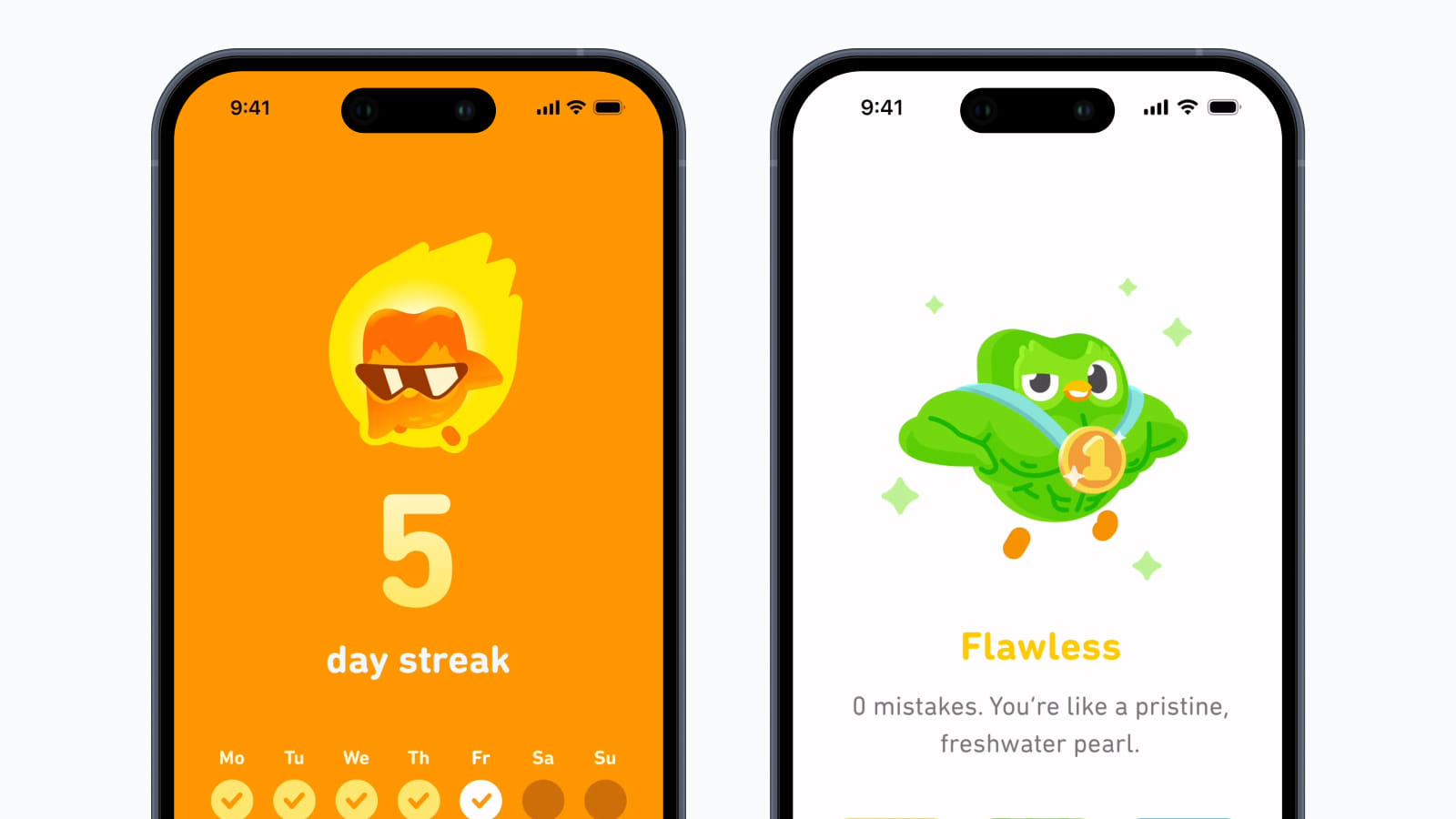 Пример анимаций вознаграждения в интерфейсе приложения Duolingo