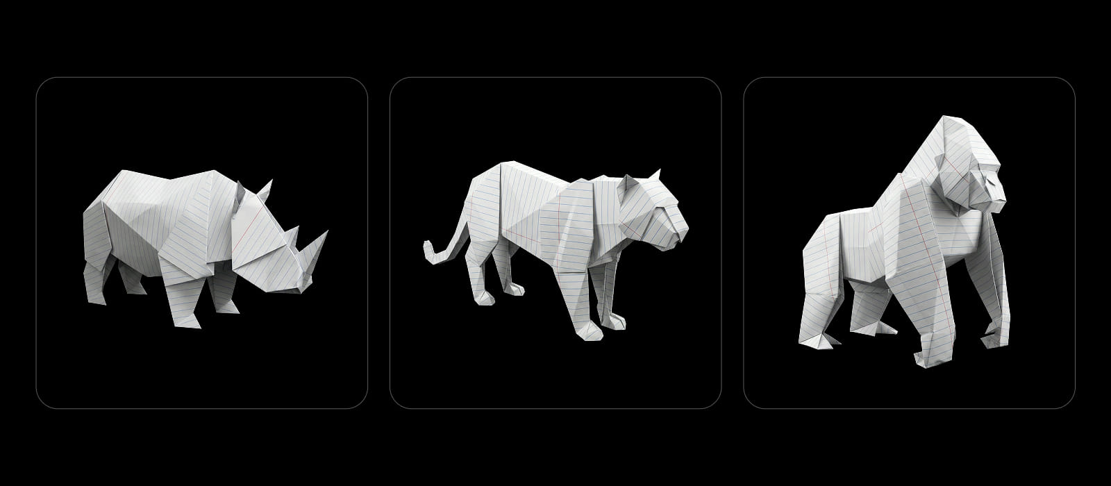 Пример оригами животных, созданных в NanoBanana