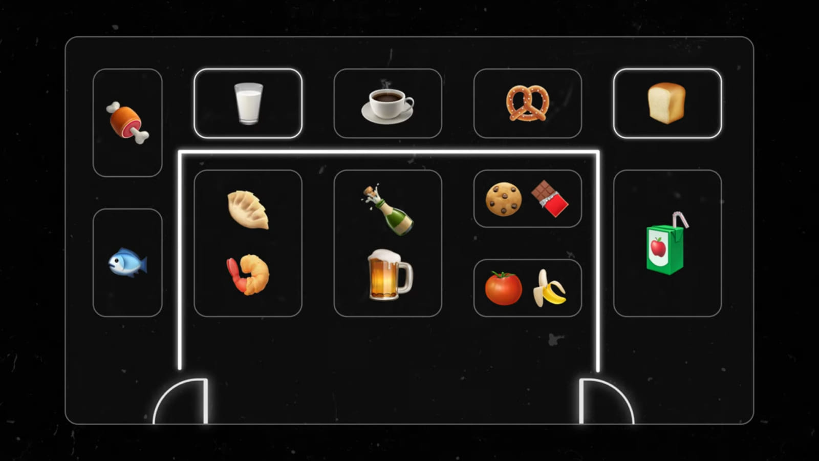 Схема расположения разных видов товаров в продуктовых магазинах